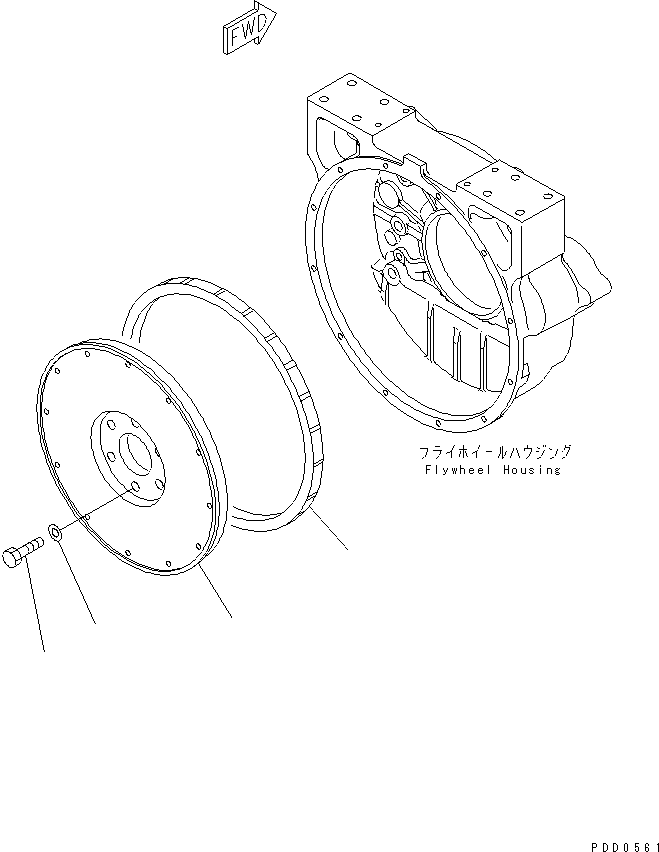 Komatsu parts book diagram for S6D125E-2L S/N 60863-UP: FLYWHEEL(#65504-)