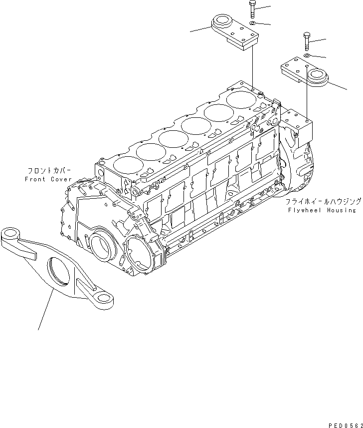 Komatsu parts book diagram for S6D125E-2L S/N 60863-UP: ENGINE MOUNTING(#65504-)