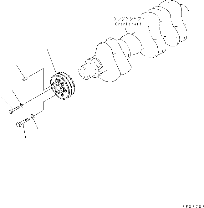 Komatsu parts book diagram for S6D125E-2L S/N 60863-UP: CRANK PULLEY(#65504-)