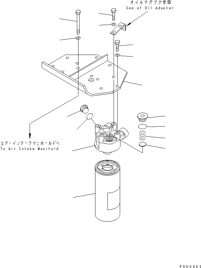 Komatsu parts book diagram for S6D125E-2L S/N 60863-UP: OIL FILTER(#65504-)