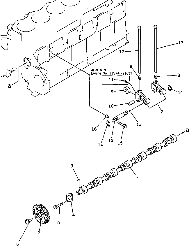 Komatsu parts book diagram for S6D125-1KK S/N 26750-UP: CAMSHAFT