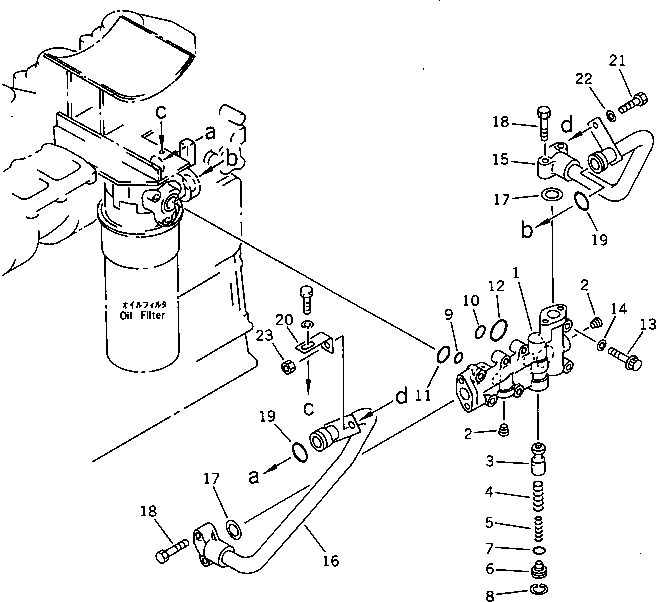 Komatsu parts book diagram for S6D125-1KK S/N 26750-UP: LUBRICATING OIL PIPING