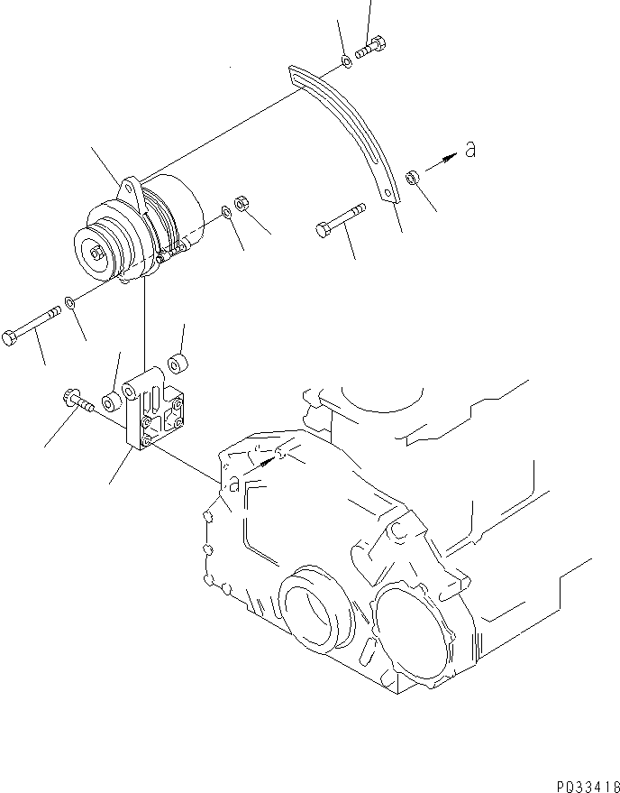 Komatsu parts book diagram for S6D125-1KK S/N 26750-UP: ALTERNATOR AND MOUNTING (25A¤ 35A¤ 50A)