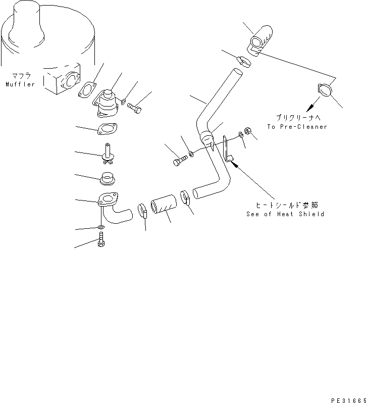 Komatsu parts book diagram for S6D140-1Z S/N 17626-UP: EJECTOR PIPING