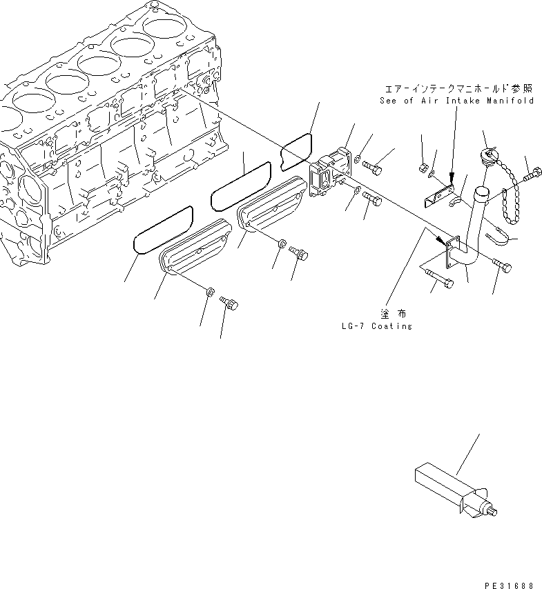 Komatsu parts book diagram for S6D140-1Z S/N 17626-UP: CAM FOLLOWER COVER