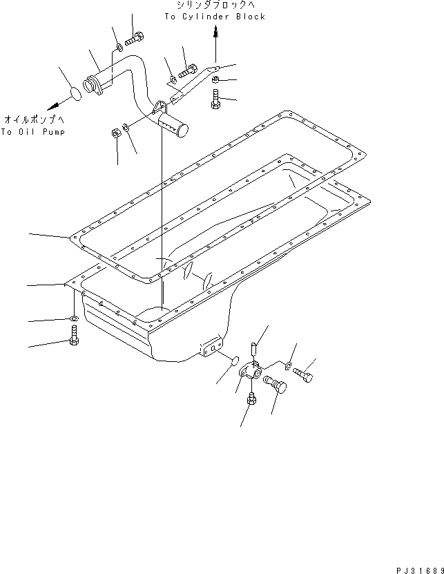 Komatsu parts book diagram for S6D140-1Z S/N 17626-UP: OIL PAN AND SUCTION TUBE