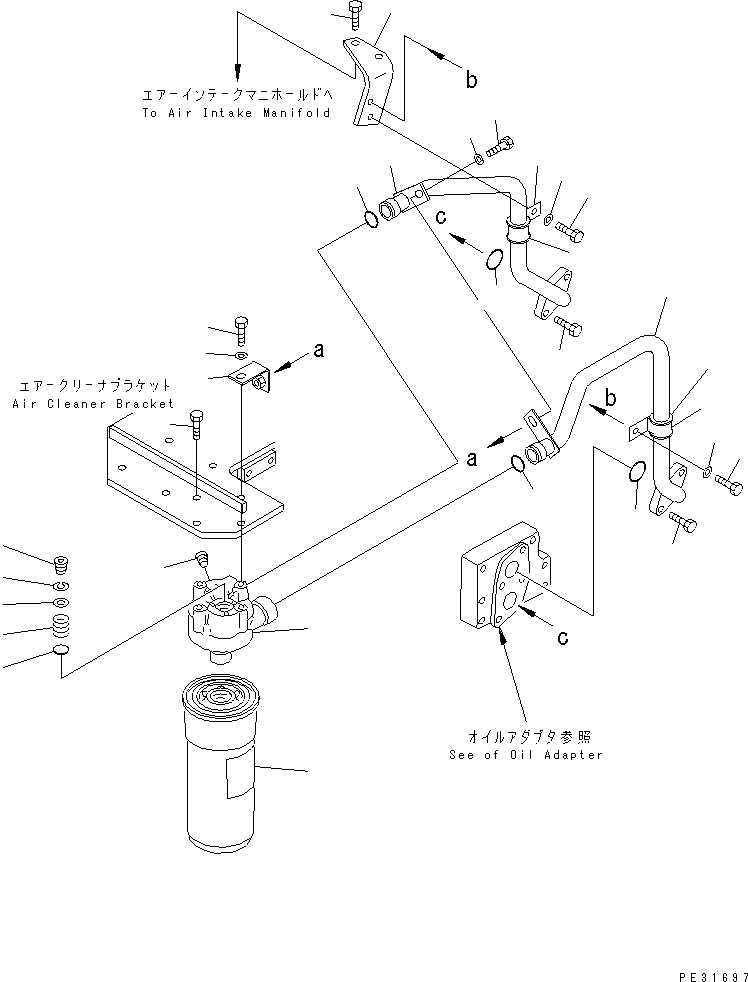 Komatsu parts book diagram for S6D140-1Z S/N 17626-UP: OIL FILTER