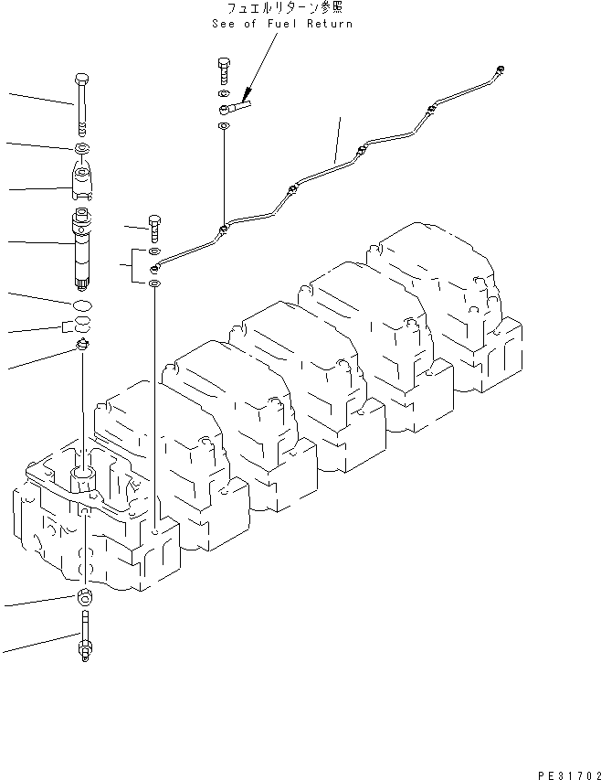 Komatsu parts book diagram for S6D140-1Z S/N 17626-UP: INJECTION NOZZLE