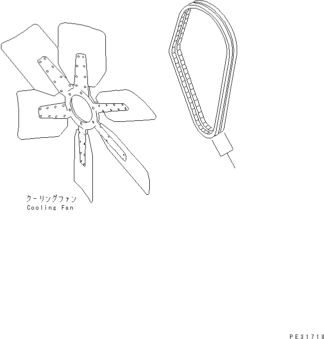 Komatsu parts book diagram for S6D140-1Z S/N 17626-UP: FAN BELT