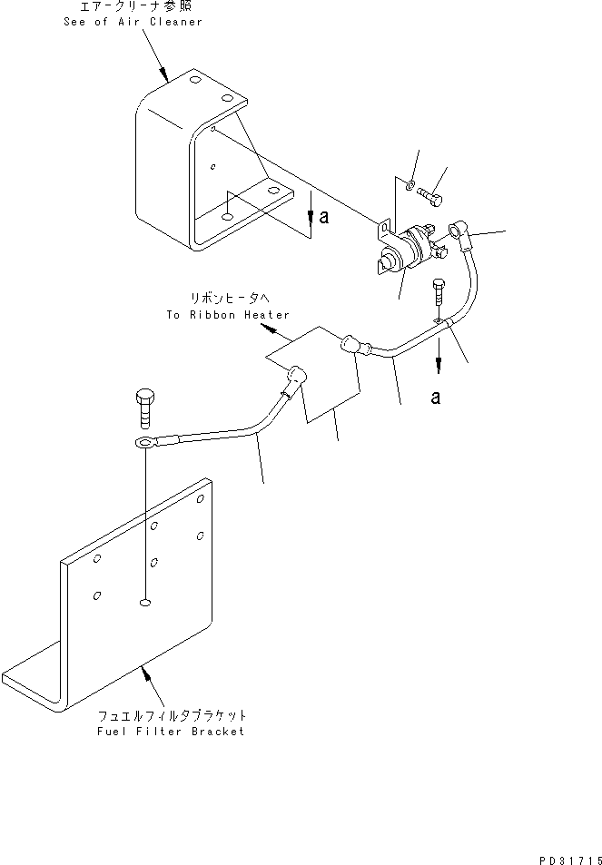 Komatsu parts book diagram for S6D140-1Z S/N 17626-UP: HEATER SWITCH WIRING