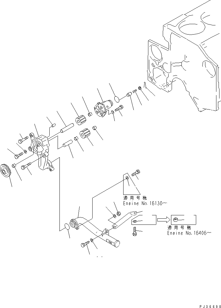Engines Komatsu / S6D140-1U S/N 10001-UP(s6d1400c) / LUBRICATING OIL PUMP AND SUCTION PIPE(090010 : 0301)