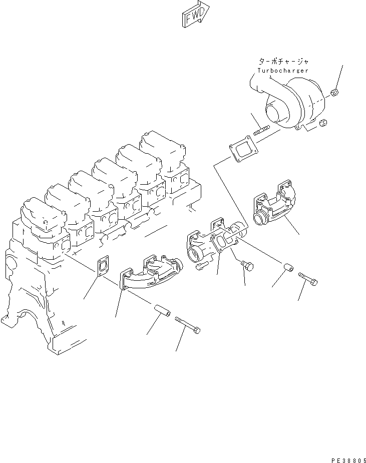Engines Komatsu / S6D140-1W S/N 17626-UP(s6d1401c) / EXHAUST MANIFOLD(#17626-20038)(030070 : A1510-A4A1)