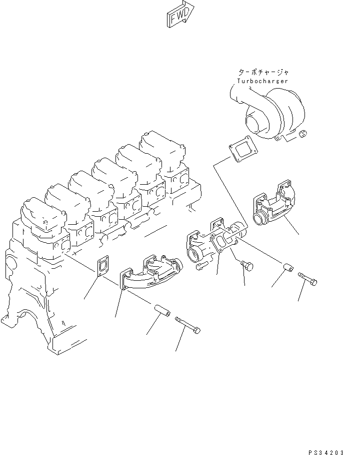 Engines Komatsu / S6D140-1W S/N 17626-UP(s6d1401c) / EXHAUST MANIFOLD(#20660-)(030090 : A1510-A4A1B)
