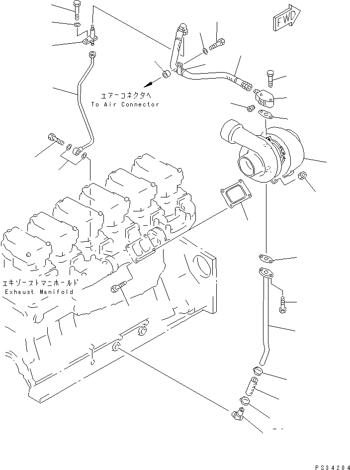 Engines Komatsu / S6D140-1W S/N 17626-UP(s6d1401c) / TURBOCHARGER MOUNTING AND LUBRICATOR(#20660-)(030110 : A1530-A4A3A)