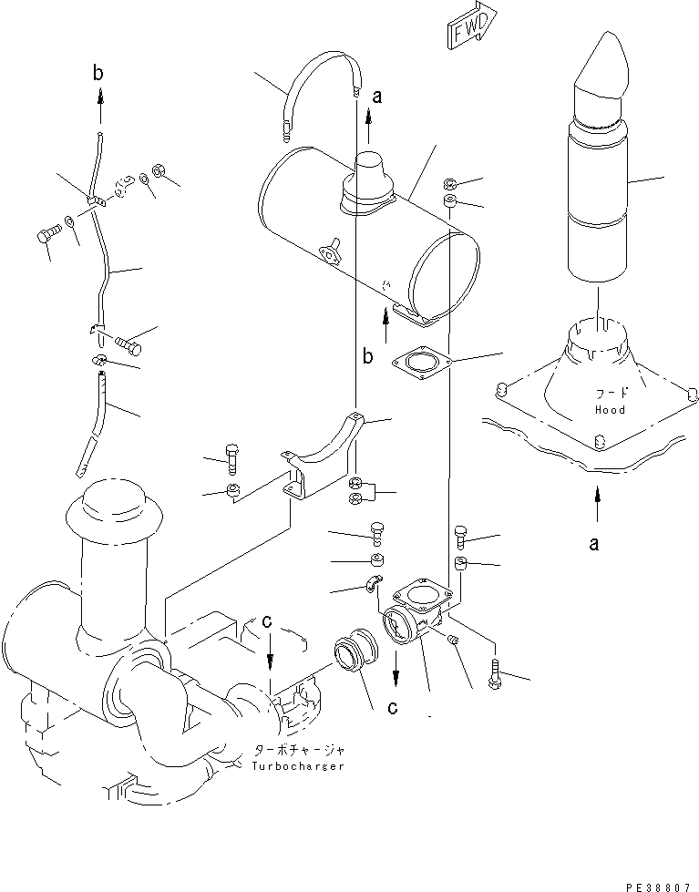 Komatsu parts book diagram for S6D140-1W S/N 17626-UP: MUFFLER