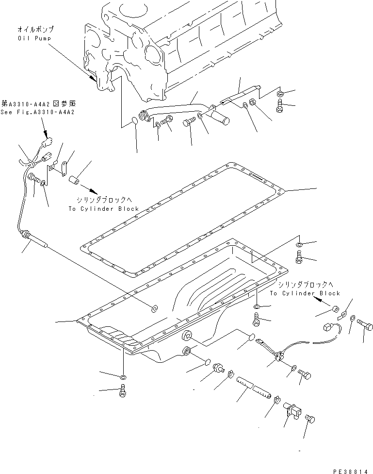 Engines Komatsu / S6D140-1W S/N 17626-UP(s6d1401c) / OIL PAN AND SUCTION TUBE (WITH OIL PAN HEATER)(030220 : A2110-A4A2)