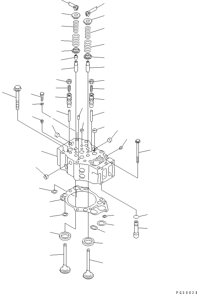 Komatsu parts book diagram for S6D140-1A S/N 10001-UP: CYLINDER HEAD(#16836-)