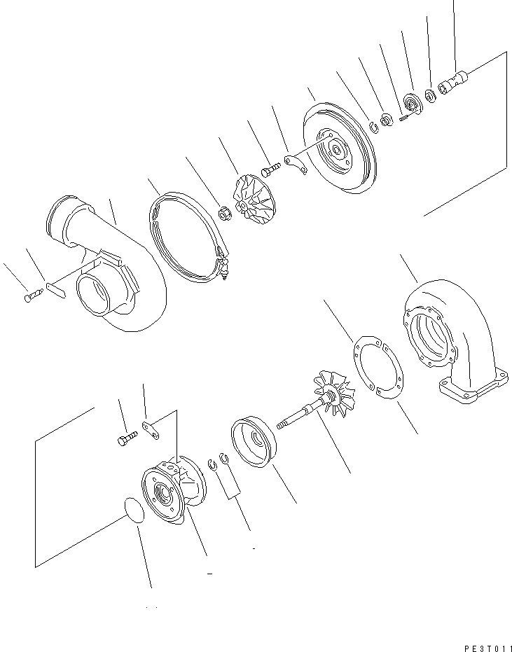 Komatsu parts book diagram for S6D140-1A S/N 10001-UP: TURBOCHARGER(#20519-)