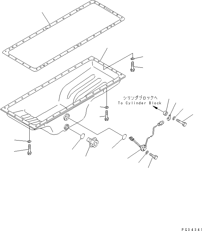 Komatsu parts book diagram for S6D140-1A S/N 10001-UP: OIL PAN(#11977-13036)