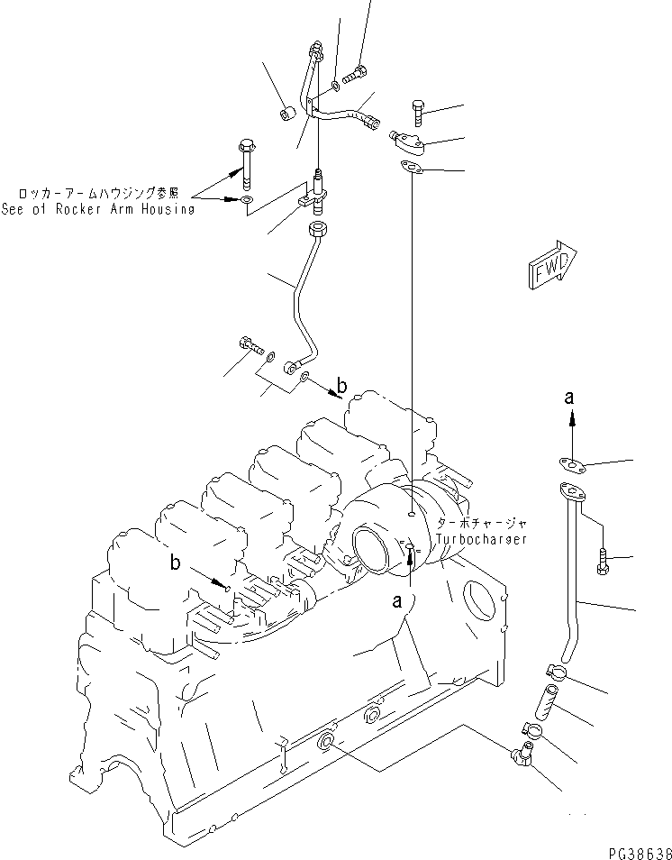 Komatsu parts book diagram for S6D140-1A S/N 10001-UP: TURBOCHARGER LUBRICATING OIL PIPING(#17139-)