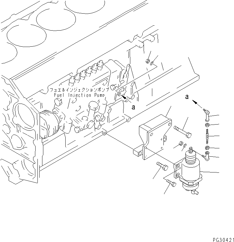 Komatsu parts book diagram for S6D140-1A S/N 10001-UP: SOLENOID AND MOUNTING(#10001-11032)