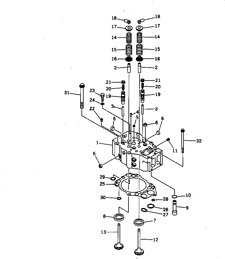 Engines Komatsu / S6D140-1X S/N 18682-UP(s6d1406c) / CYLINDER HEAD(030010 : 0101)