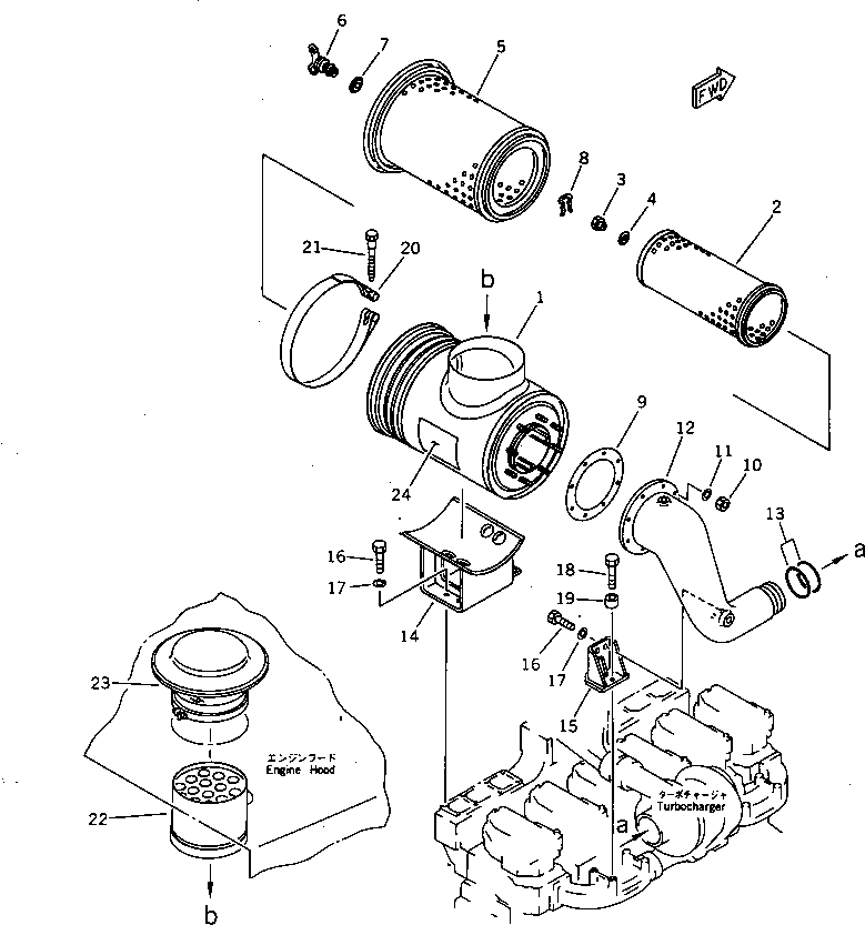 Engines Komatsu / S6D140-1X S/N 18682-UP(s6d1406c) / AIR CLEANER AND MOUNTING(030070 : 0141)
