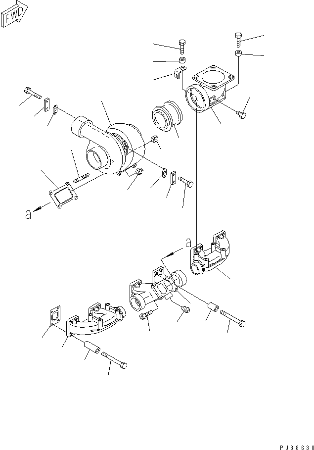 Engines Komatsu / S6D140-1X S/N 18682-UP(s6d1406c) / EXHAUST MANIFOLD AND TURBOCHARGER(030080 : 0151)