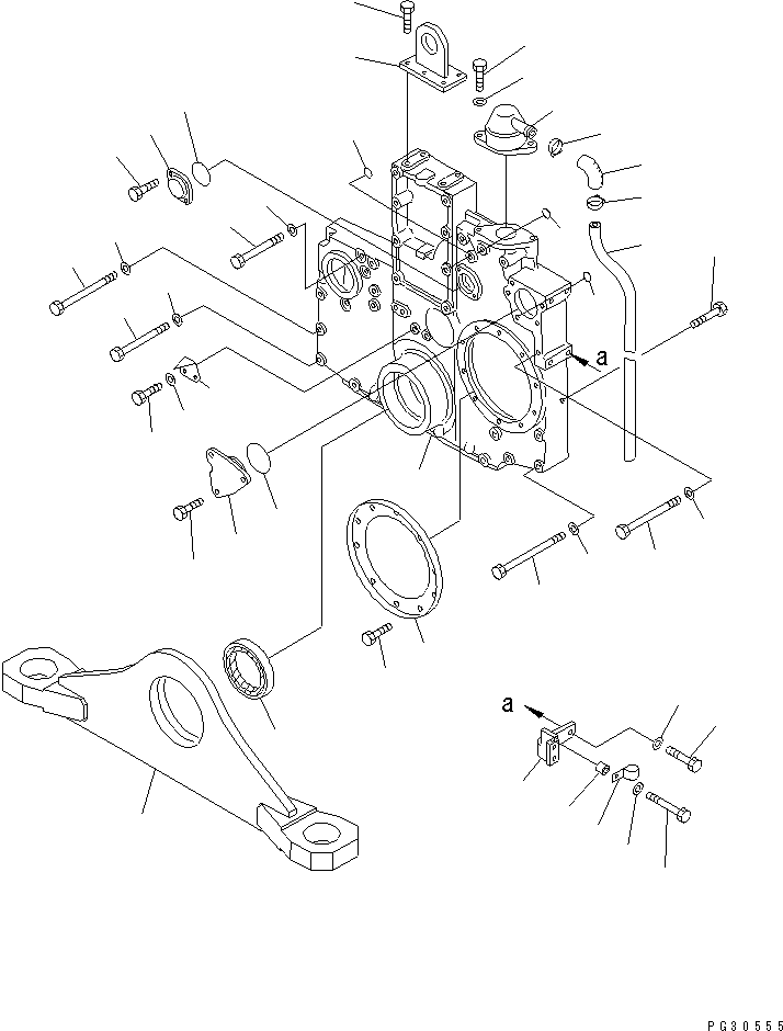 Komatsu parts book diagram for S6D140-1A S/N 10001-UP: FRONT COVER AND FRONT SUPPORT (WITHOUT P.T.O.) (EXCEPT JAPAN)(#10001-12866)