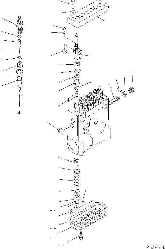 Komatsu parts book diagram for S6D140-1A S/N 10001-UP: FUEL INJECTION PUMP (PUMP) (2/2)(#10017-11032)
