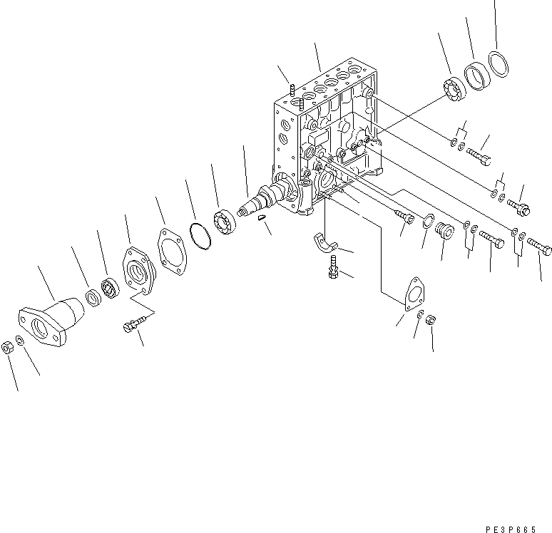 Komatsu parts book diagram for S6D140-1R S/N 10001-UP: FUEL INJECTION PUMP (PUMP) (1/2)(#15600-)