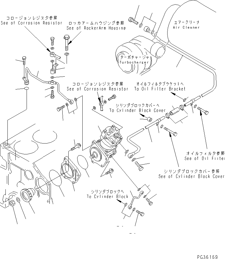 Komatsu parts book diagram for S6D140-1R S/N 10001-UP: AIR COMPRESSOR AND PIPING (EXCEPT JAPAN)(#10001-20518)