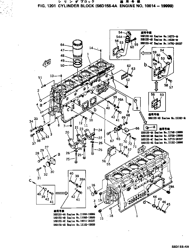 Engines Komatsu / S6D155-4A S/N 10014-UP(s6d155-c) / CYLINDER BLOCK(#10014-19999)(060010 : 1201)