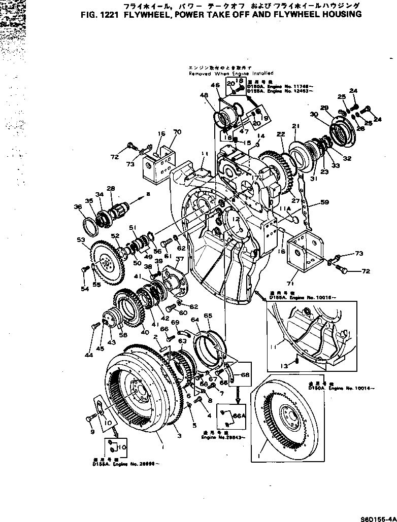 Engines Komatsu / S6D155-4A S/N 10014-UP(s6d155-c) / FLYWHEEL ? POWER TAKE OFF AND FLYWHEEL HOUSING(060080 : 1221)
