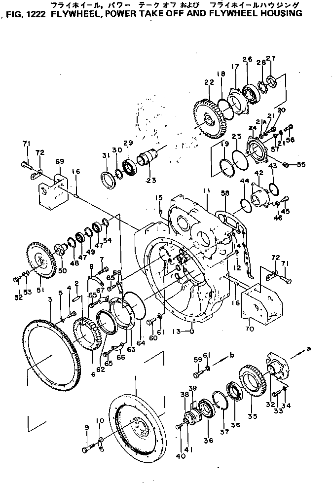 Komatsu parts book diagram for S6D155-4C S/N 10011-UP: FLYWHEEL ? POWER TAKE OFF AND FLYWHEEL HOUSING