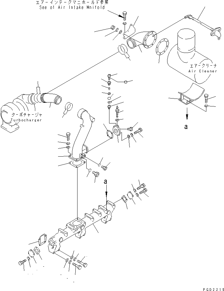 Komatsu parts book diagram for S6D155-4AA S/N 25887-UP: AIR INTAKE MANIFOLD AND CONNECTION(#25887-36495)