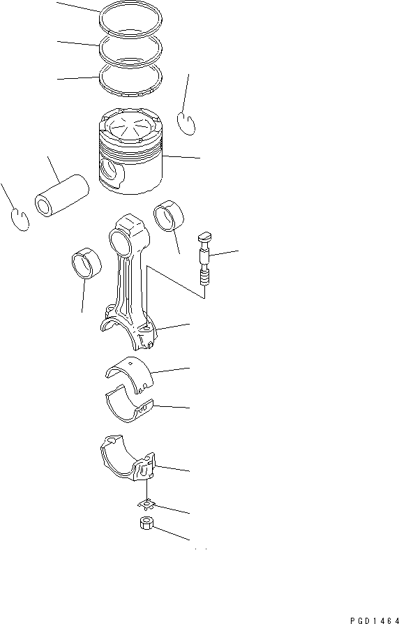 Komatsu parts book diagram for S6D155-4AA S/N 25887-UP: PISTON AND CONNECTING ROD