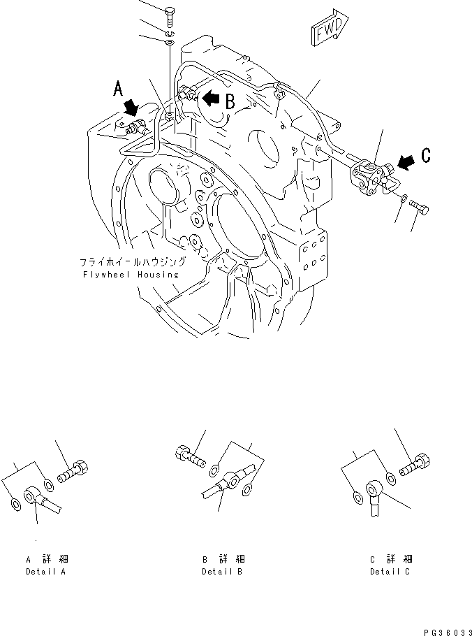 Komatsu parts book diagram for S6D155-4AA S/N 25887-UP: CAMSHAFT LUBRICATING OIL PIPING
