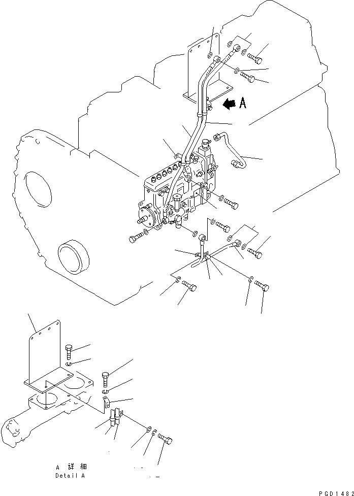 Komatsu parts book diagram for S6D155-4AA S/N 25887-UP: FUEL INJECTION PUMP AND PIPING (2/2)