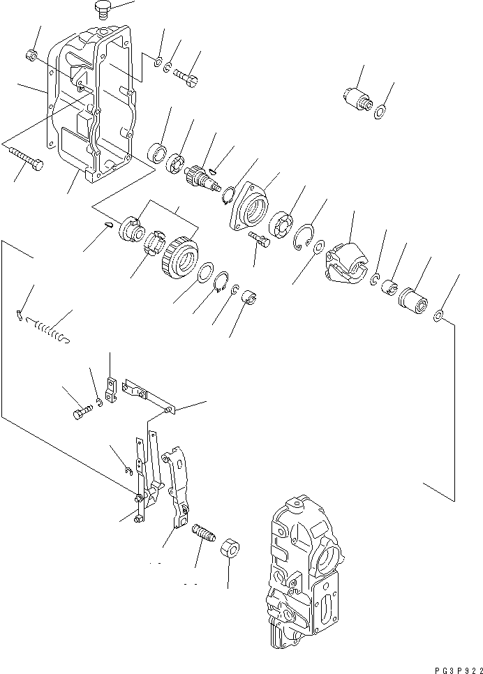 Komatsu parts book diagram for S6D155-4AA S/N 25887-UP: FUEL INJECTION PUMP (GOVERNOR) (1/2) (INNER PARTS)
