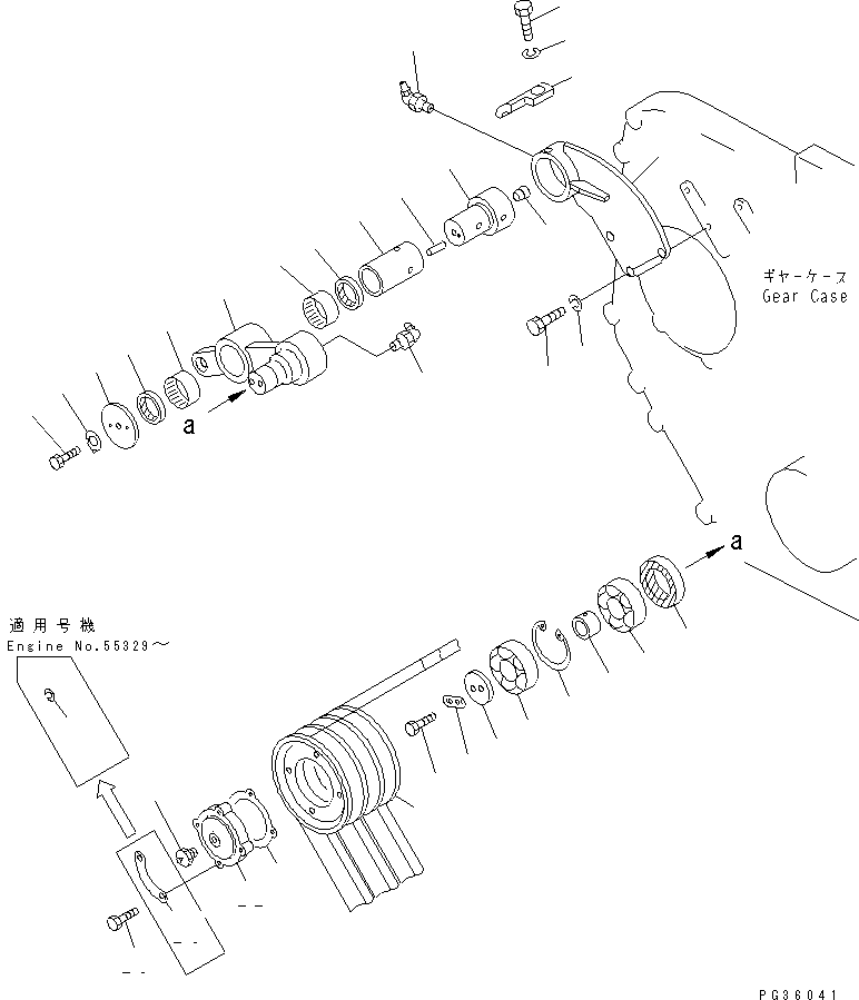 Komatsu parts book diagram for S6D155-4AA S/N 25887-UP: TENSION PULLEY
