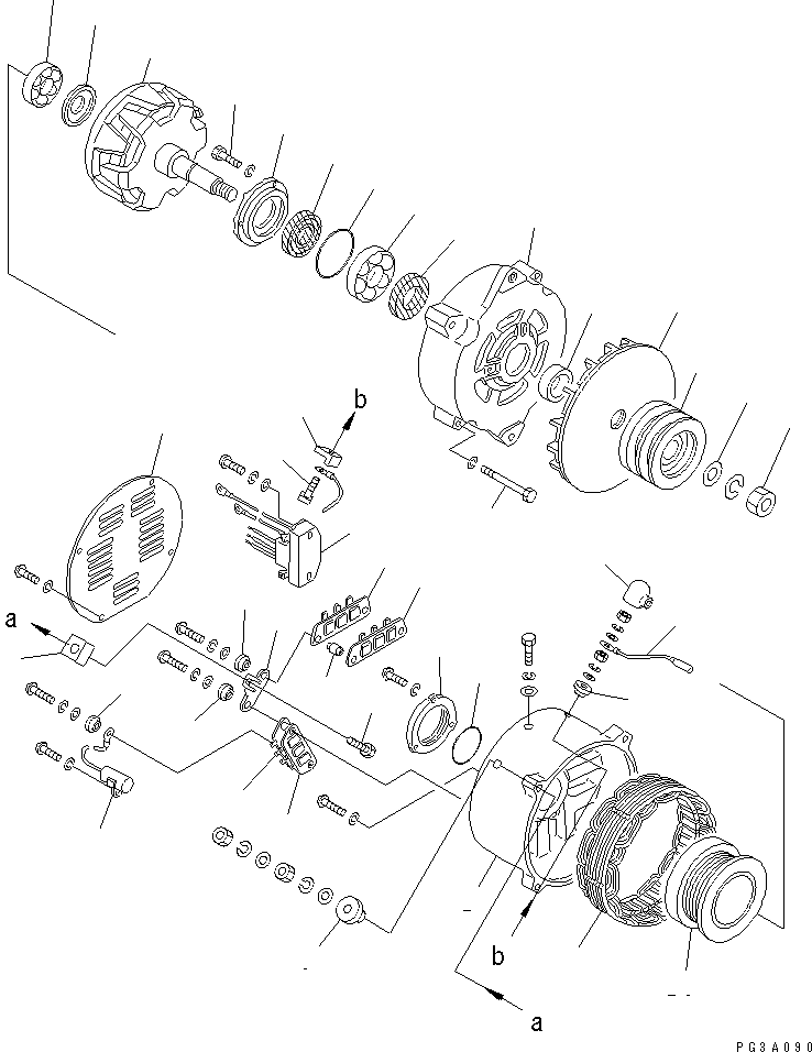 Komatsu parts book diagram for S6D155-4AA S/N 25887-UP: ALTERNATOR (50A) (INNER PARTS)(#57469-)