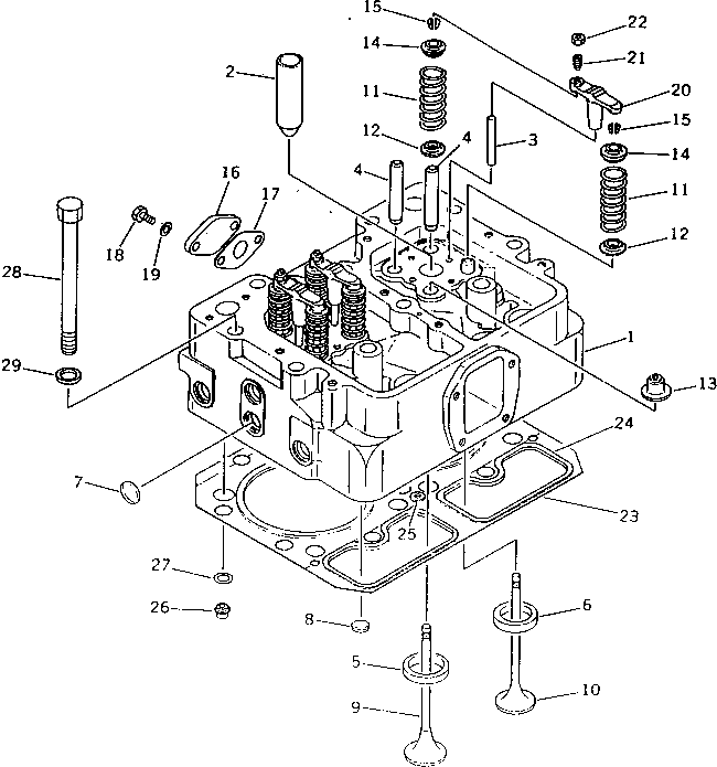Komatsu parts book diagram for S6D155-4S S/N 52707-UP: CYLINDER HEAD