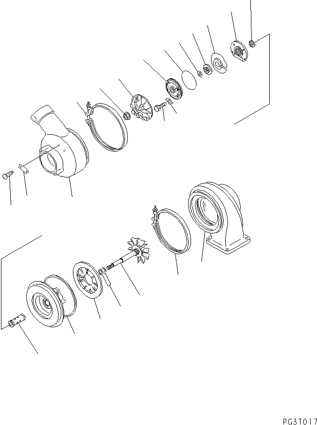 Komatsu parts book diagram for S6D155-4S S/N 52707-UP: TURBOCHARGER