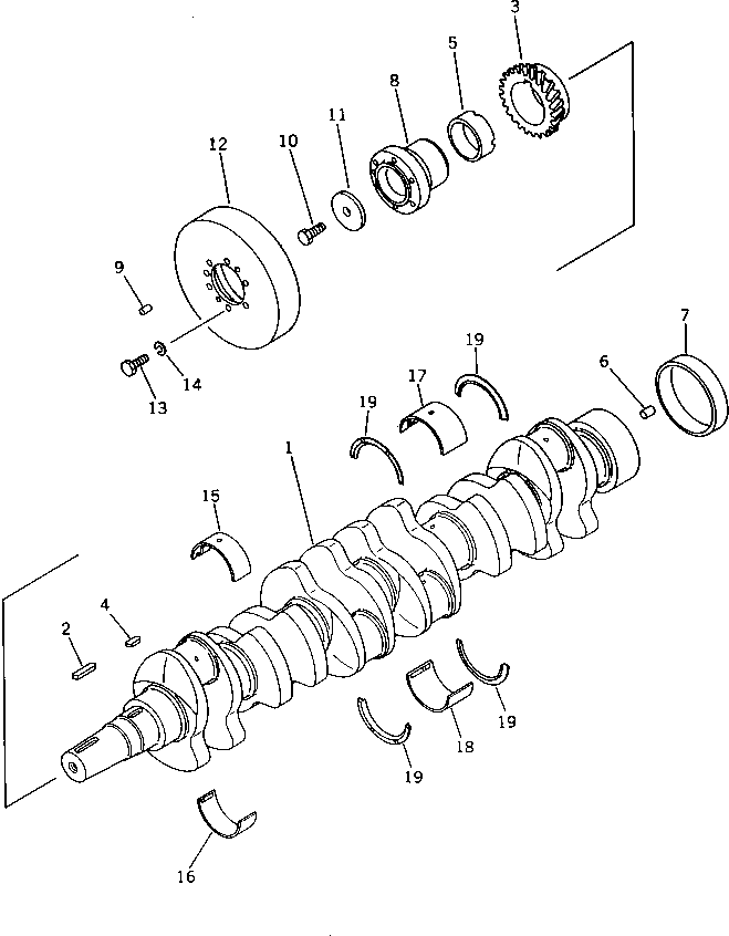 Komatsu parts book diagram for S6D155-4S S/N 52707-UP: CRANKSHAFT