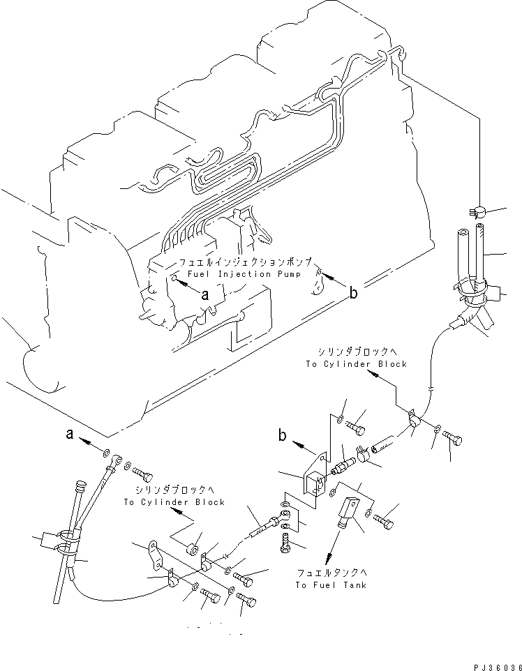 Komatsu parts book diagram for S6D155-4S S/N 52707-UP: FUEL INJECTION PUMP AND PIPING (2/2)