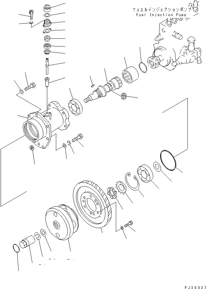 Komatsu parts book diagram for S6D155-4S S/N 52707-UP: FUEL INJECTION PUMP DRIVE