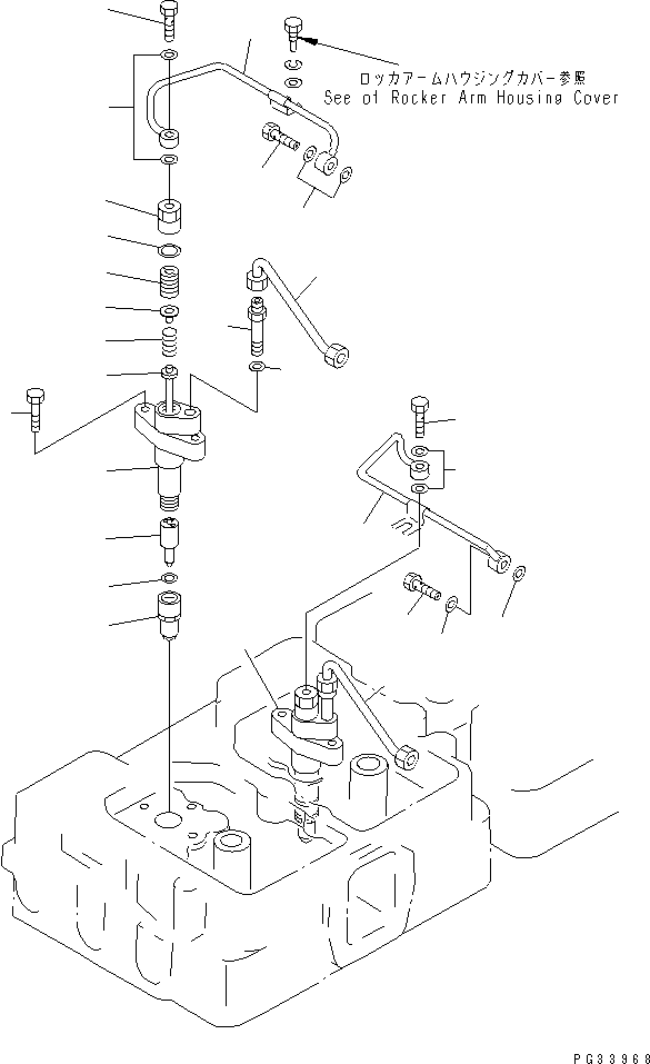 Komatsu parts book diagram for S6D155-4S S/N 52707-UP: FUEL NOZZLE AND SPILL PIPE