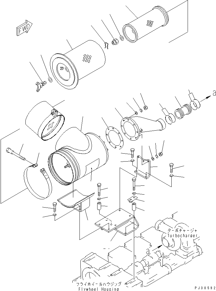 Komatsu parts book diagram for S6D170-1D S/N 10490-UP: AIR CLEANER AND MOUNTING(#10490-12459)