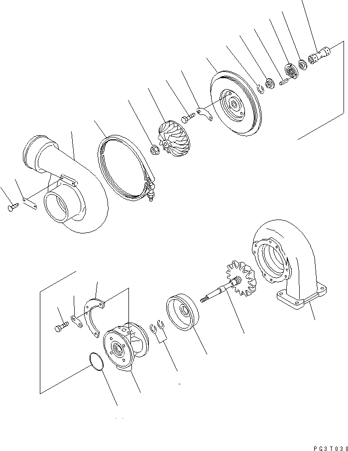 Komatsu parts book diagram for S6D170-1D S/N 10490-UP: TURBOCHARGER(#14925-)